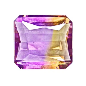 3,56 ct Ametrin Bolivien Spitze zweifarbig prächtig (9 x 8 mm) Smaragdschliff Edelstein - Bild 1 von 7