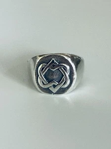 Sterlingsilber 2010 Leonard Cohen vereintes Herz Herren Siegelring Größe 10,5 - 7 g - Bild 1 von 5