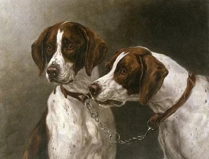 ZOPT0708 100% handmade painted Two Animals Dogs oil painting art on canvas - Picture 1 of 2