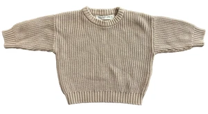 Baby Girls ZIGGY Lou Beige Camel Cotton Knit Jumper Size 1 Excellent Condition - Picture 1 of 1