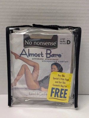 No Nonsense Size D Pantyhose Almost Bare Lace Hi-Cut Panty Beige Mist Sheer Toe - Image 1 of 4