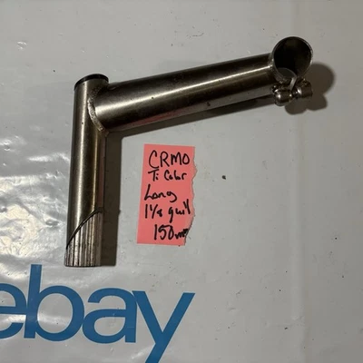 1 1/8” Quill CrMo STEM 150mm LONG REACH 25.4 mm CLAMP vintage MTB ti-color - Image 1 of 4