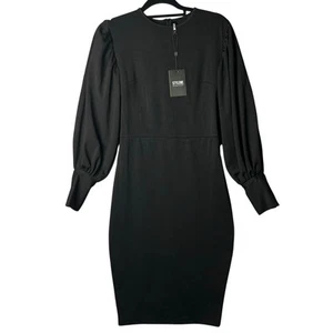 Stylewe Dress Womens S Black Long Puffed Sleeve Career Night Out Party NEW - Picture 1 of 11