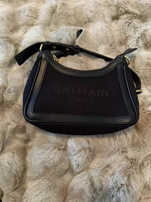 Bolso de Hombro Balmain b Ejército Cuero Negro AUTÉNTICO Excelente Estado Foto 1 de 4
