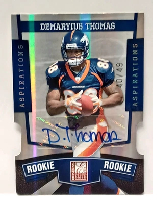 2010 DONRUSS ELITE ASPIRATIONS DEMARYIUS THOMAS ROOKIE AUTO #132 DIE-CUT 40/49 - Image 1 of 4