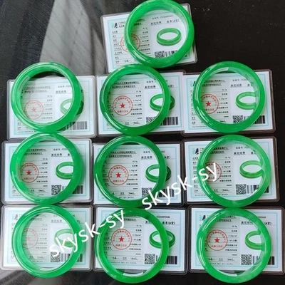 Brazalete Brazalete 10 Piezas Certificado Grado A Verde 58-60mm Birmania Jadeíta Natural+ Foto 1 de 4