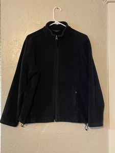 Lands' End Damen schwarz durchgehender Reißverschluss Stehkragen Fleecejacke leicht Größe Large - Bild 1 von 5