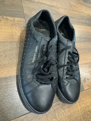 Saint Laurent Paris Court Classic Studded Sneakers – Black Leather – Women’s  - Image 1 of 4