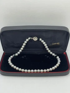Akoya Pearl Necklace Silver Blue-Gray 8.5mm 40cm From Japan - Picture 1 of 24