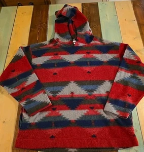 Men's Vintage Gitano Hooded Fleec Pullover With Pockets Aztec Design Size Large - Picture 1 of 5