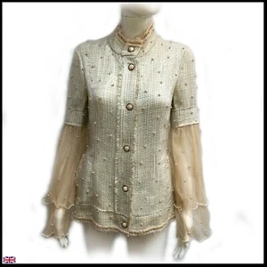 woman clothing jacket elegant casual original luxury fashion tweed embroidered - Picture 1 of 24