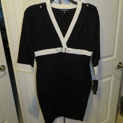 Sexy Vestido Negro Baby Phat London Calling Negro Hebilla Rayas Talla 1X Nuevo con Etiquetas Foto 1 de 4