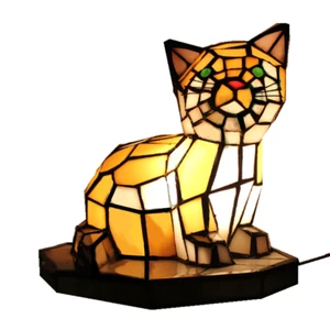 Cat Tiffany Corded Tiffany Lamp Lamps Home Lighting Night Light Children's Gift - Picture 1 of 5