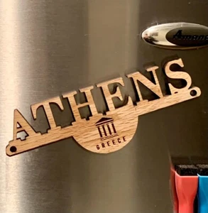 Athen, Griechenland Deluxe Kühlschrankmagnete Holz Handarbeit für Zuhause Erinnerungsstücke Sammeln - Bild 1 von 3