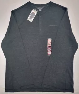 NWT Eddie Bauer Henley Shirt Mens XL Gray Knit Top Long Sleeve Wicking Midlayer - Picture 1 of 14