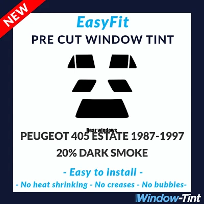 EasyFit Static Pre Cut Window Tint For Peugeot 405 Estate 87-97 - 20% Dark Rear - Image 1 of 3