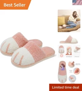 Cute Cat Paw Slippers Retro Warm Cozy Comfy Soft Plush Teddy House Home Indoor - Picture 1 of 11