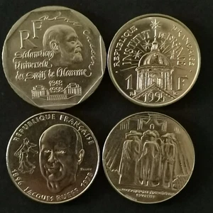 LOT 2 FRANCS CASSIN 1998 + 3 * 1 FRANC COMMEMORATIVES 1989 1996 1995 FRANCE / RE - Picture 1 of 2