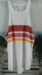 NEW Live Love Dream Ladies M White Colored Stripe Casual Tank-Top - Picture 1 of 4