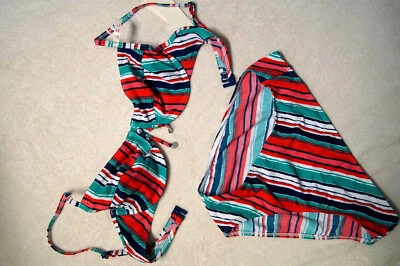 ESPRIT Bikini-Set Bikinitop & Bikinihose Gr.40 80B gestreift  NEU - Bild 1 von 3