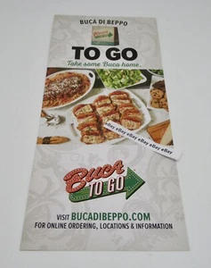 Buca Di Beppo TO GO / Take-Out Menu Italian Food Restaurant Lasagna / Spaghetti - Picture 1 of 5