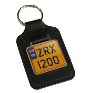 ZRX 1200 Reg GB Targa Numero Pelle Portachiavi per Chiavi Kawasaki ZRX1200 - Foto 1 di 1