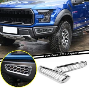 Chrome Honeycomb Front Fog Light Lamp Cover Trim x For 2017-20 Ford F150 Raptor - Picture 1 of 10