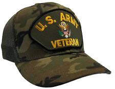 U.S. Army VETERAN Hat CAMO MESHBBACK TRUCKER Ball Cap