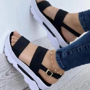 Platform Wedges Shoe Ladies Sandal Buckle Non-slip Beach Sandles Female Peep Toe - Picture 1 of 14