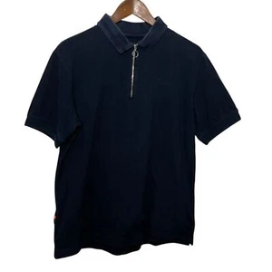 Rapha Logo Zip Polo Shirt Cycling Short Sleeve Navy Blue Cotton Men’s Size L - Picture 1 of 9