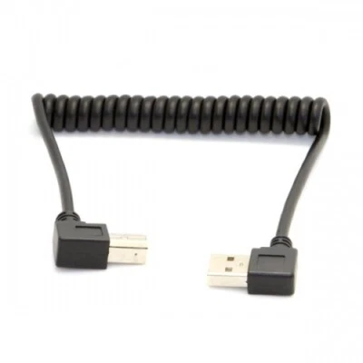 Cable espiral USB A 90° izquierda a USB tipo B 90° ángulo derecho 35-80 cm - Imagen 1 de 2