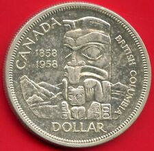 Canada 1958 Silver Dollar (British Columbia 100th) 23.33 Grams .800