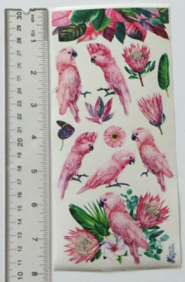 Violette Collection - PINK PARROTS, FOIL - 1 Sheet of PARROTS Stickers #C114 - Image 1 of 2