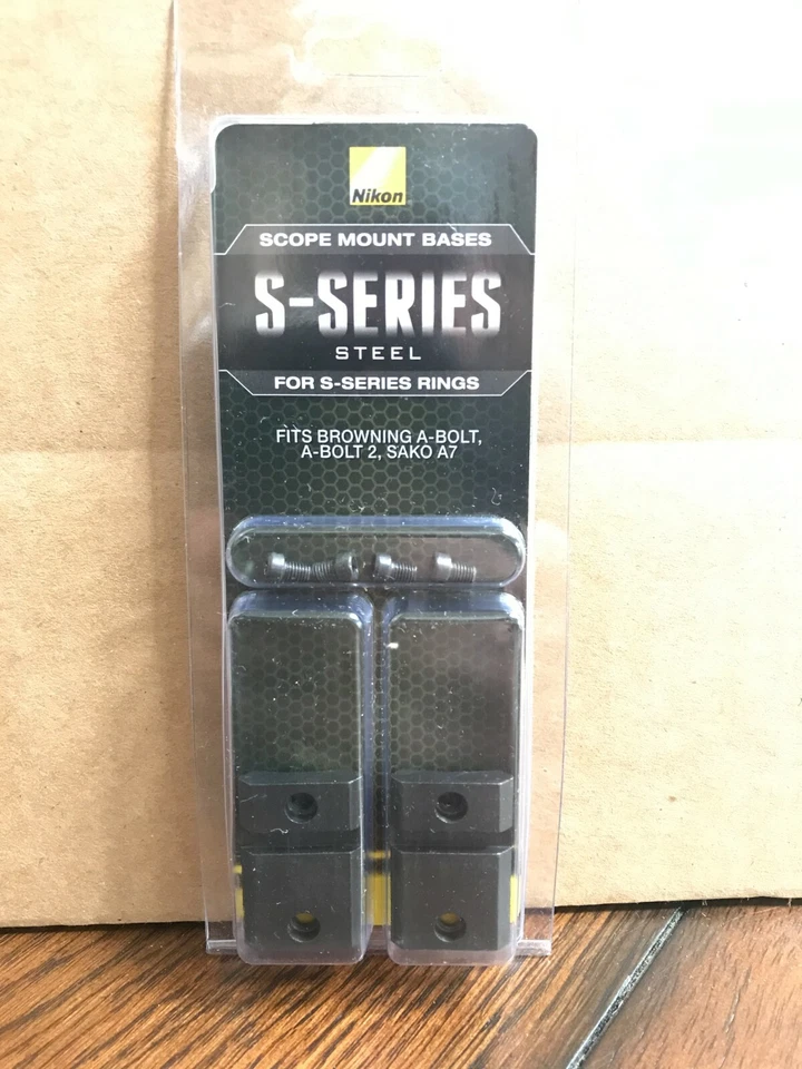 Base de montaje de mira telescópica de acero Nikon serie S negra mate 16163 se adapta a perno A Browning  Foto 1 de 2