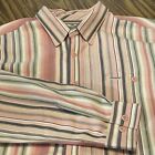 Tommy Bahama Long Sleeve Button Shirt Mens XL Pink Stripe 100 % Silk