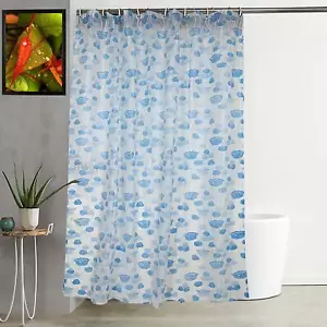 PVC Shower Curtain Floral with Hooks - 54"x 84", Blue ( Free Expedite shipping) - Picture 1 of 3