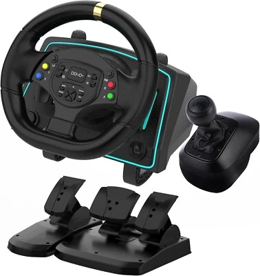 NBCP Racing Wheel Gaming Steering 1080 Driving Sim Car Simulator Pedals Gear - Image 1 of 4