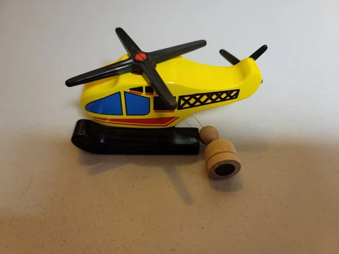 Wooden Railway Yellow Helicopter with Magnet Excellent Condition             bn Cover