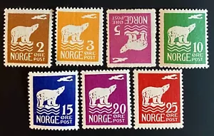 Norway MNH/MLH (CV: 93 USD) Complete Polar Bear Series Svalbard Stamps Year 1925 - Picture 1 of 2