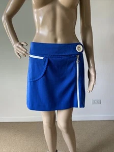 Minifalda Corta H&M Royal Azul Blanco Borde Cremallera Bolsillo Máquina Lavable Talla 8 - Imagen 1 de 12