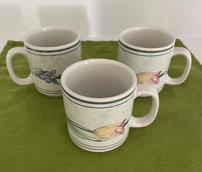 Juego de 3 tazas de jardín Oneida Tulip gres genuino (S-1) Foto 1 de 4