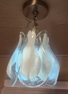 Vtg Murano Glass 6 Drops Hand Blown Petals Pendant Chandelier (Vistosi? Style? - Picture 1 of 23