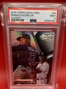 2018 Topps Gold Label Class 3 Ronald Acuna Jr #99 PSA 9 Mint Rookie RC - Picture 1 of 2