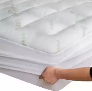 Bamboo Mattress Topper Cooling Pillow Top Matress Pad Pain Relief Deep Pocket - Picture 1 of 20