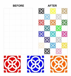 Coloured Mosaic Floral Stickers Transfers For 100mm x 100mm & 4 inch Tiles CG07 - Picture 1 of 26