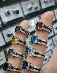 Anillo de hombre plata 925 con topacio azul piedra sello anillo macizo moderno elegante - Imagen 1 de 3