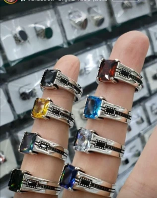 Herren ring 925 Silber mit blauen topas stein siegel ring massiv modern elegant - Bild 1 von 3