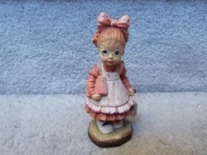 VINTAGE Anri Sarah Kay OFF TO SCHOOL Carved Wood Figure 653024 Girl BOOKS 4" - Picture 1 of 8