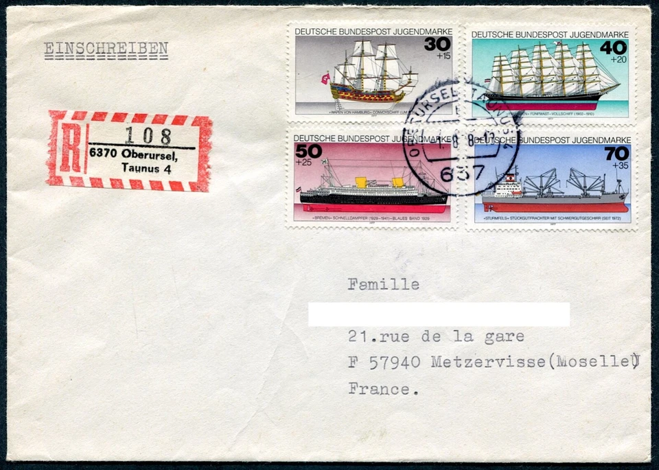 Allemagne - Lettre recommandée d'Oberursel vers la France - série 776 / 779 - Photo 1/1