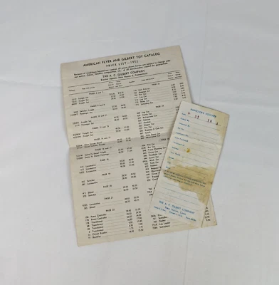 Catálogo de juguetes American Flyer & Gilbert 1952 e inspectores vales trenes efímeros Foto 1 de 3